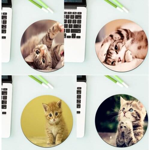 Baby Cats Animais Lazy Cat Kawaii Mousepad Drop shipping Small Round Mouse Pad Cute Soft Desk Mat Drop Shipping Mini Carpet