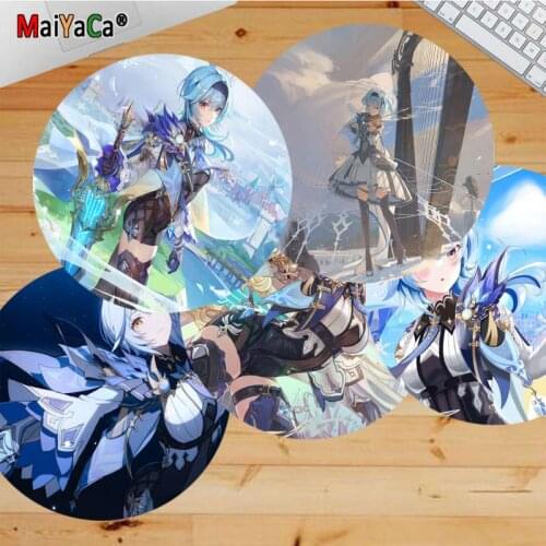 Maiyaca Cool New Anime Game Genshin Impact Eula Gaming round Mouse Pad Computer Mats gaming Mousepad Rug For PC Laptop Notebook