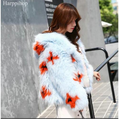 Hot selling natural fur winter overcoat women hand knitted fox fur coat hooded genuine fur jacket