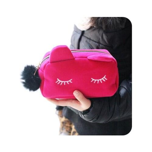 Cartoon Kawaii Pencil Case Cute Cat Plush Big Large Bag For Girls Kids Children School supplies Stationery estuche pencilcase