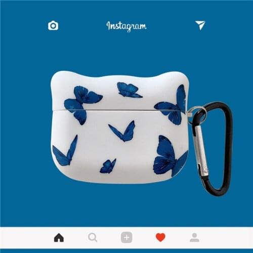 New Funny Girls Blue Butterfly Protection Headset Cases For Apple Airpods Pro 1 2 Soft Silicone Earphone Cover Headphone Case