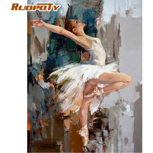 RUOPOTY Frame Ballet Dancer Figure DIY Painting By Numbers For Adults Diy Artcraft Oil Paints By Numbers Framed Drawing Artwork
