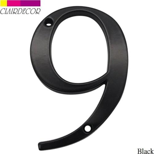 House Number 101mm Flush Mount Black Metal Number Door Address Number Zinc Alloy Screw Mounted Outdoor Address Sign #9