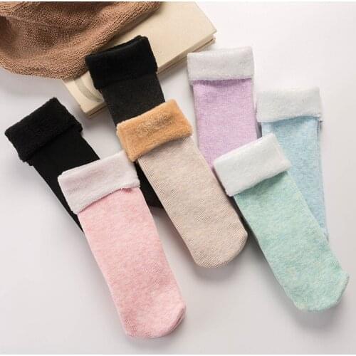Socks Winter Thermal Warm Women Colored Plus Velvet Thickening Socks Breathable And Sweat-absorbing Fashion Mid Snow Sock
