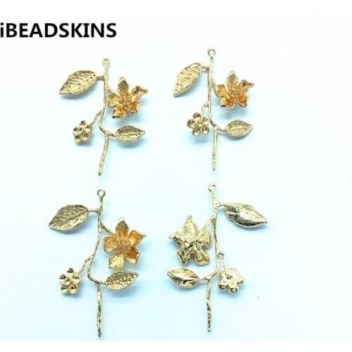 New arrival! 46x28mm 50pcs Copper/Flower shape Charm for Earrings parts/hand Made Earrings make/ Jewelry Findings DIY