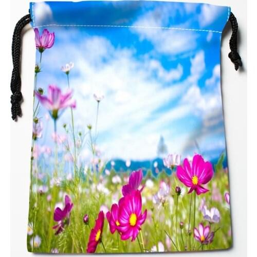 New Arrival Flower Of Nature Scenery Drawstring Bags Custom Storage Printed Receive Bag Type Bags Storage Bags Size 18X22cm