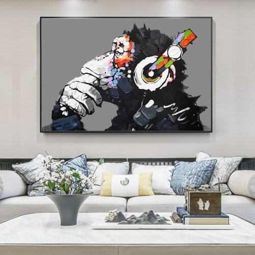 Monkey Graffiti Art Paintings on the Wall Art Posters and Prints Animals Street Art Canvas Pictures Home Decoration Cuadros