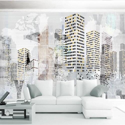 Beibehang Custom wallpaper 3d abstract modern minimalist retro city architecture nordic decorative painting background wallpaper