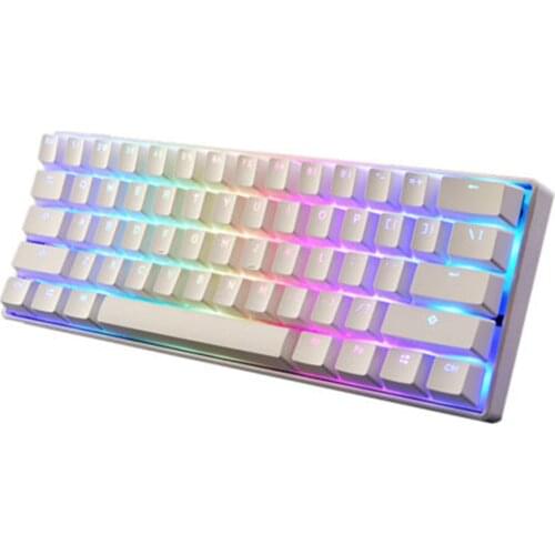 MK21 61 Keys Wired RGB Ultra-Compact 60% Mechanical Gaming Keyboard for Windows /Mac / Andoid - White RGB Backlit (Red Switches)