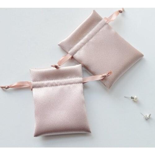 10pcs Pink Satin Drawsting Bags 7.5x10 CM Storage Jewelry Packaging Bags False Lashes Drawable Bags Gift Pouches Bulk