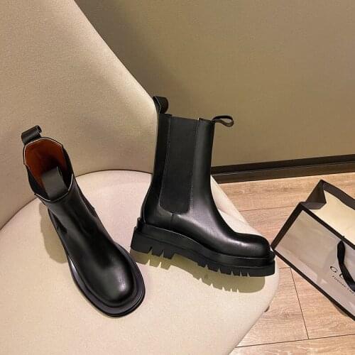 SKLFGXZY new autumn/winter Womens boots Genuine leather Chelsea boots Short boots Womens shoes Size 34-40