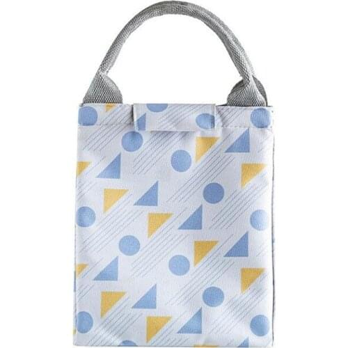 M668 Simple Fashion Food Lunch Bag Geometric Figure Printing Handbag Waterproof Bag Women Girl Gift Wholesale