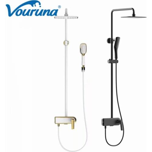 VOURUNA Luxurious Exposed White&Golden Bathroom Shower Set 2020 New Arrival Patent Design