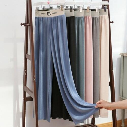 2021 new ice silk wide-leg pants womens loose high-waist drape is thin and wild net red super long large-size wide-leg pants