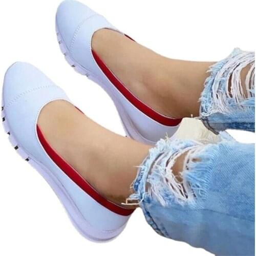 Women Flat Shoes Fashion Breathable Platform Flat Shoes 2021 Four Seasons Womens Casual Thick-soled One-step-on Womens Shoes