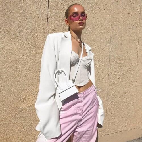 France Fashion Mid Length Blazer Women Solid Colors Double Breasted Commute Suit 2021 Spring Autumn Street New Fashion Indie Y2k