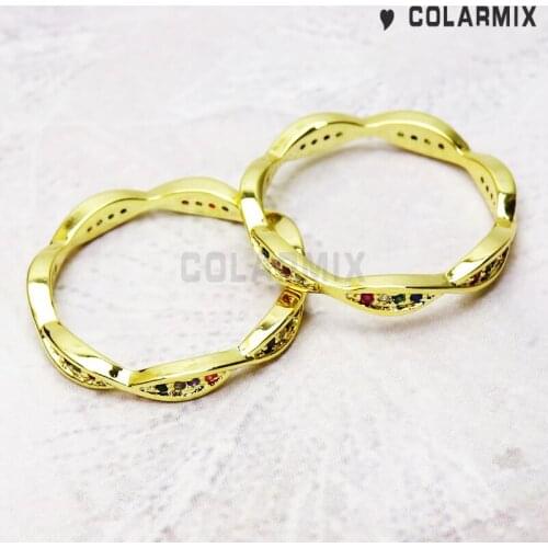 10pieces Wrist Thin rings rainbow zircon RINGS fashion ZIRCON RINGS for women luxury crystal fashion jewels for lady 51172