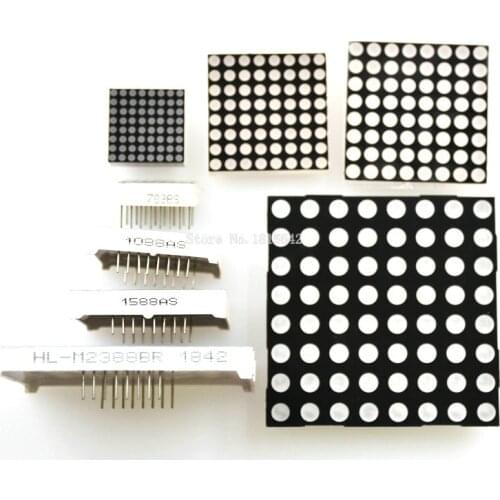 1PCS 8x8 Dot Matrix LED Display Moudle Red Light Common Anode Cathode Digital Tube 16-pin 20mmx20mm 1.9mm 3.0mm 3.75mm 5.0mm