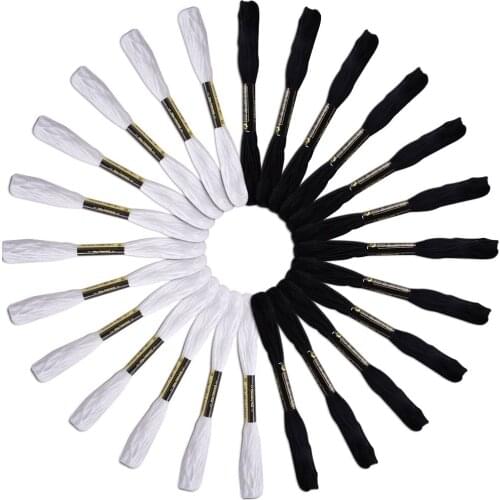 24 skeins of line For Embroidery Cross Stitch Knitting Bracelets(White and Black)