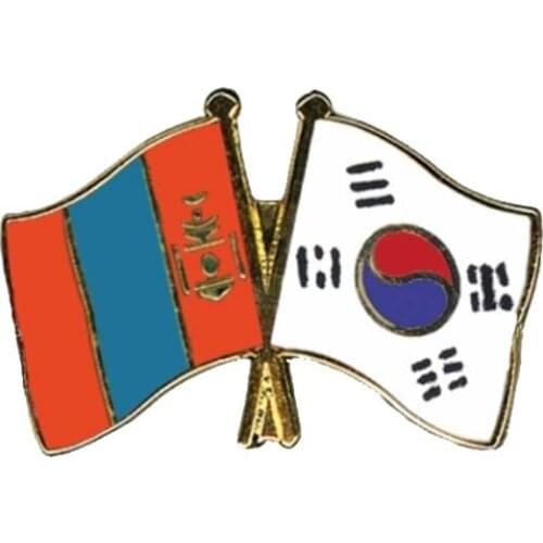 25.4mm (Mongolia-SouthKorea)Metal Flag Pin,Made of iron Various Shapes are Available,Customized Designs are Accepted