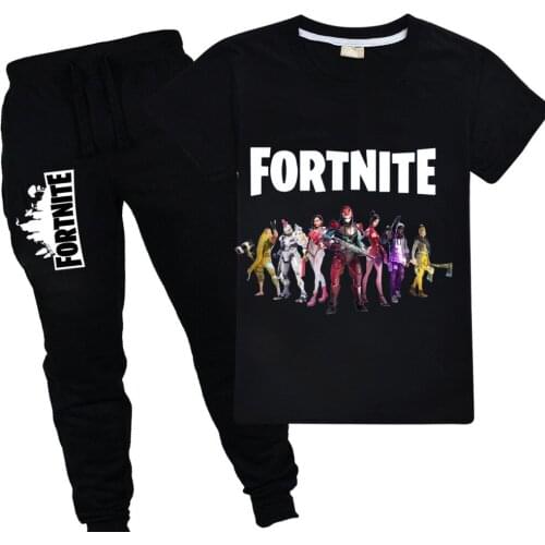 4-14Years Baby Clothing Sets Children Birthday suit girls/Boys Tracksuits FORTNITE Kids Sport Suits Short Top +Pants 2pcs Set