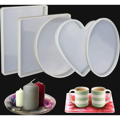 5Pcs Large Coaster Silicone Resin Mold Round Square Rectangle Heart Oval Shape Molds DIY coasters Mould Jewelry Making Accessory