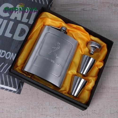 7Oz Stainless Steel Hip Flask for Alcohol Wine Mug Wisky Bottle with Box Gift Set for Men Drinkware Wedding Christmas Gifts 2020