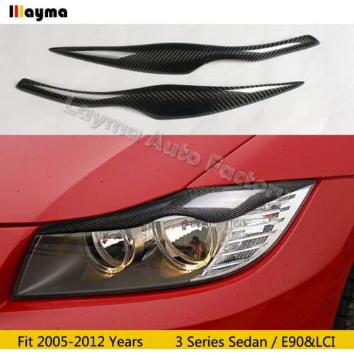 Carbon Fiber Car Eyebrows For BMW 3Series 320i 325i 330i 4Door Sedan E90 2005-2012 year E90 LCI car lamp eyelid front eyebrow