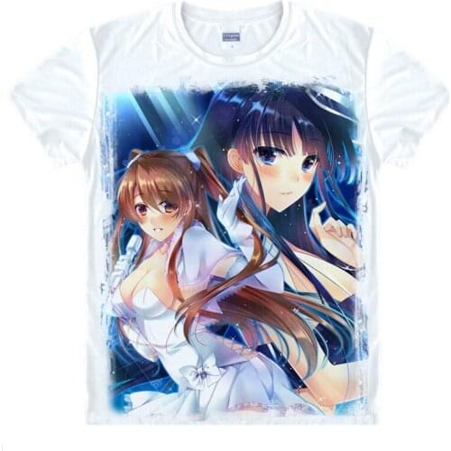 Coolprint Japanese manga WHITE ALBUM T-Shirts anime shirt of Yuki Morikawa and Rina Ogata, Cartoon Printing Shirt Japanese