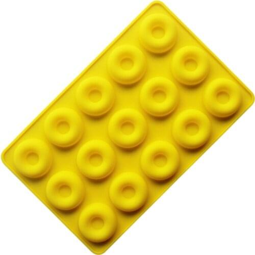 Free shipping 15 Donuts button gem cooking tools fondant Shaped baking Cake Sugar Silicone Craft Fondant Mold Tray candy mold