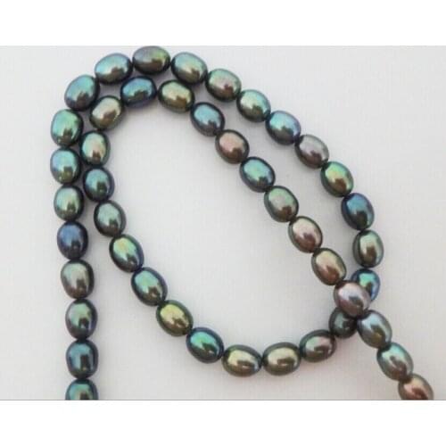 Noble women gift 17INCH GOLD CLASP HUGE 9X7mm Natural Tahitian genuine black Peacock pearl necklace perfect AAAA