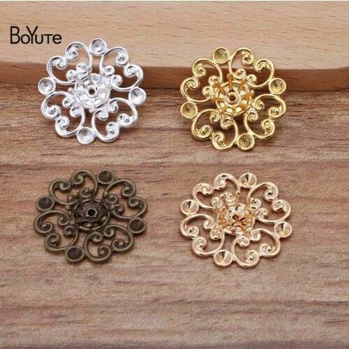 BoYuTe 20Pcs 20MM Filigree Flower Charms European Vintage Style Diy Jewelry Materials