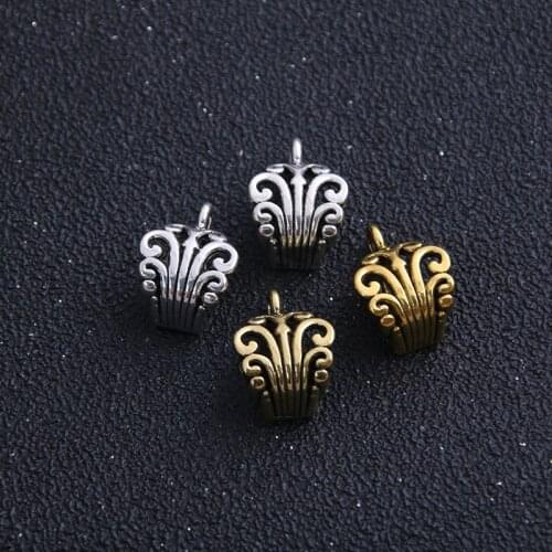 10Pcs 8*12*17mm Two Color Openwork Pattern Bead Spacer Bead Charms For Diy Beaded Bracelets Jewelry Handmade Making