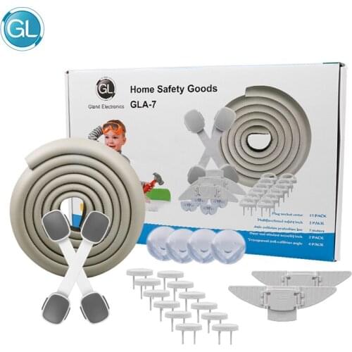 GL 21 PCS Baby Safety Security Multifunctional Table Corner Protection Power Supply Security Lock 2M Angle Anti-collision Bar