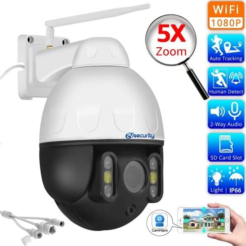 1080P Wifi IP PTZ Camera 5X Optical Zoom Humanoid Tracking Outdoor Metal Wireless Speed Dome Audio Light CCTV Video Surveillance