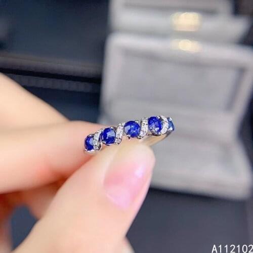 KJJEAXCMY fine jewelry 925 sterling silver inlaid Natural sapphire Girl elegant simple Chinese style ring support test