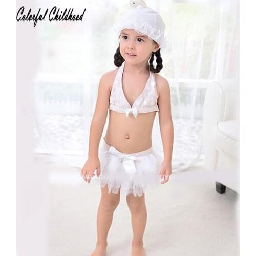 Baby Girl swimwear 3PCS Swimsuit Cartoon Children Swan Bikini Swimming Suits flabala Swimsuits for 1-5 years