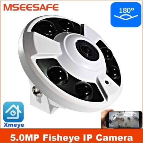 Mseesafe 6Pcs Array IR Led 5MP IP Fisheye Camera 180 Degree Day And Night Vision Security CCTV OEM With Audio Function Optional
