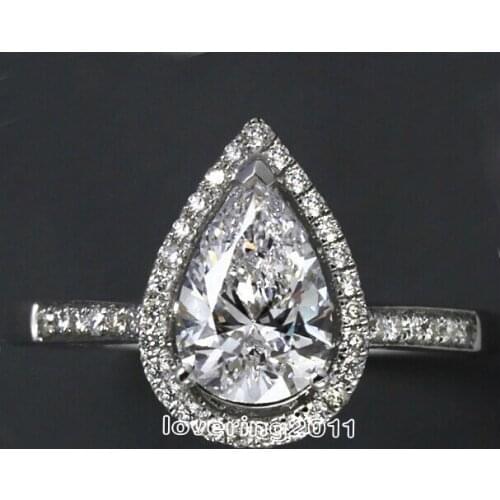 Choucong Pear cut shape 5A Zircon Cz 925 Sterling Silver Engagement Wedding Ring Sz 5-11 Free shipping Gift