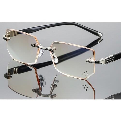 Diamond Cut Reading Glasses Women Men High Quality Ultralight Rimless Commercial Anti Blu Anti Fatigue +0.75 +1 +1.25 +1.5 to +4