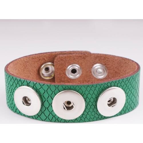 PUNK Vintage Bohemia genuine leather 18mm snap button bracelet BR739