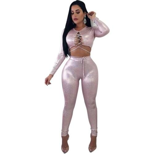 Front Lace Up PU Leather Sexy Bodycon Jumpsuit Women O Neck Long Sleeve Pants Overall Club Party Rompers Womens Jumpsuit Catsuit