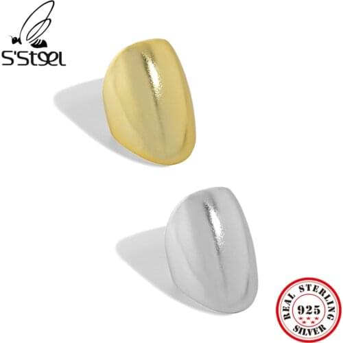 SSTEEL 925 Sterling Silver Minimalist Design Geometric Oval Ear Clip Earrings For Women 2021 Earing Fine Accessories Jewellery