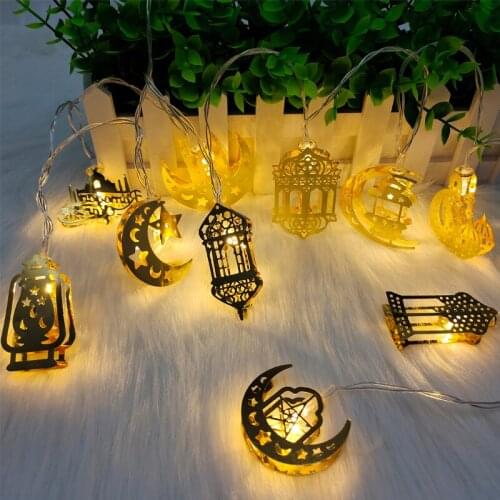 1.65M 10LEDs Moon Star Castle Led String Lights Battery Operation Eid Mubarak Ramadan Muslim Festival Party Home Decoration