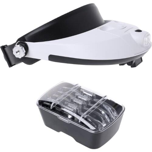 LED Lamp Light Headband Headset Head Jeweler Magnifier Magnifying Glass Loupe