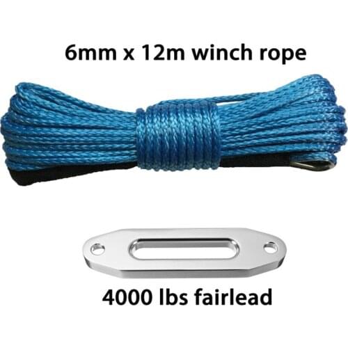 UHMWPE Synthetic Winch Rope/Cable 6MM*12M & 4000LBS Fairlead ATV UTV Offroad Recovery