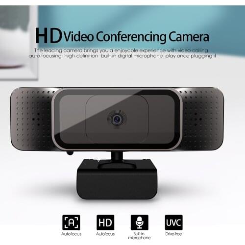 1080P Business Webcam with Dual Microphone USB FHD Web Computer Camera, Plug and Play, for Zoom/Skype/Teams Online Teaching, Lap