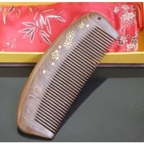 Top quality hand made natural ebony hair comb wooden hair comb wooden hair comb 16-01