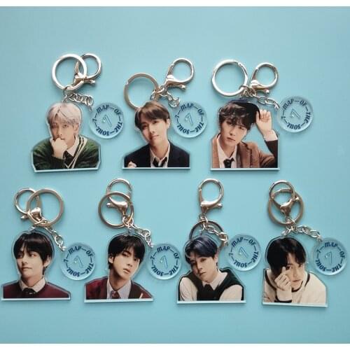 1 Pcs Kpop Bangtan Boys Acrylic Keychain New Album MAP OF THE SOUL: 7 JK V SUGA JHOPE JIMJIN JIN RM Peripheral Fan Supplies