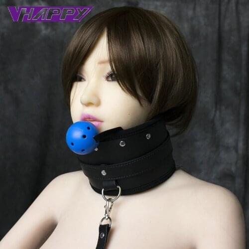 10 ps/lot Blue ball Neck Collar Connect Gag Open Mouth Adult Supplies Widened Sex Toys For Adult Game Erotic Positioning Bandage